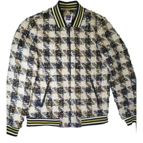 SUI By Anna Sui Houndstooth Sparkle Knit Bomber JacketRare Women's Size Medium